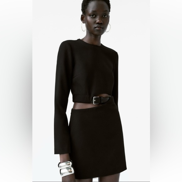 NWT - Zara Belted Cut Out Dress - Size M - Picture 3 of 5
